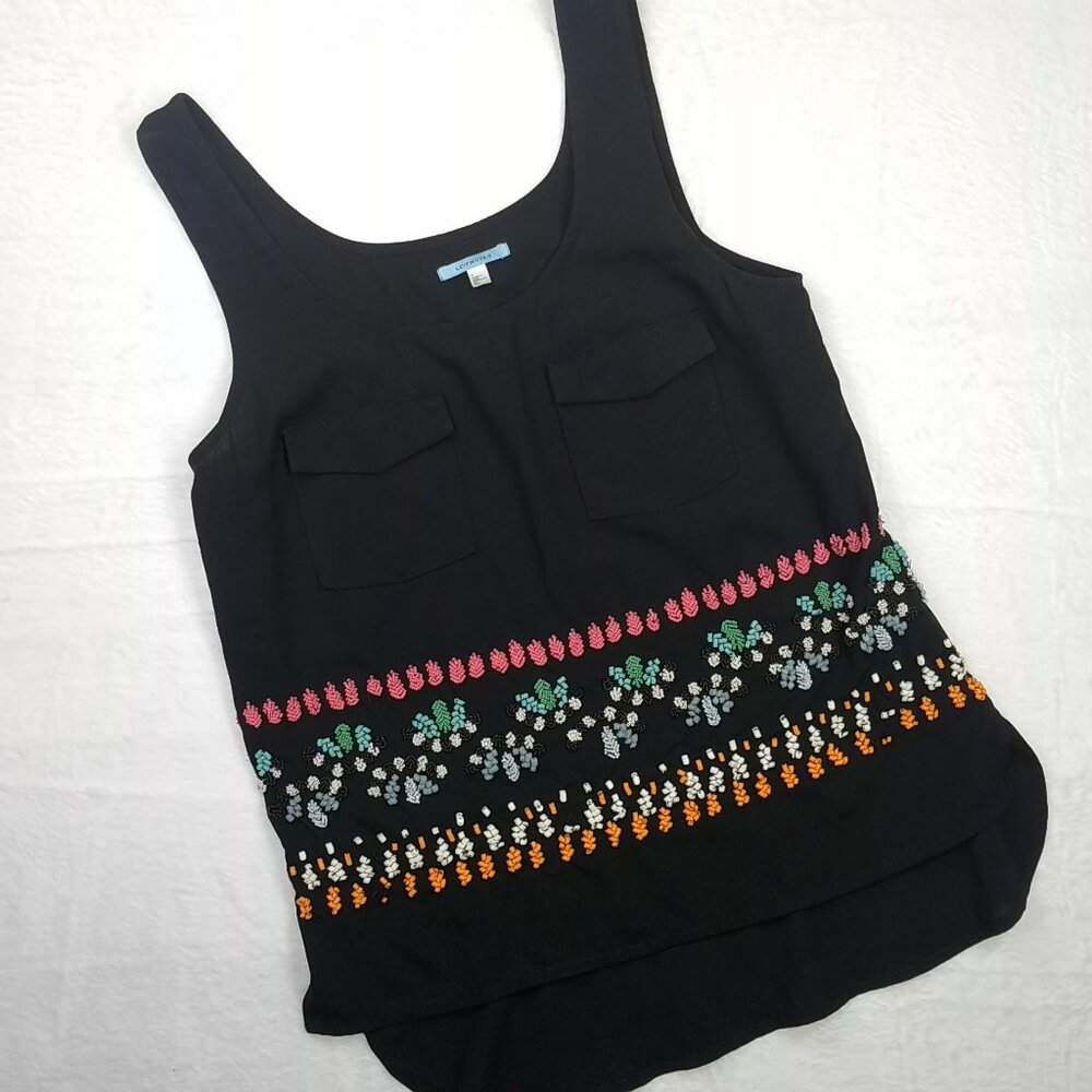 Anthropologie | Leifnotes Beaded High Low Tank Black 6